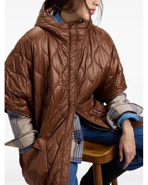 Woolrich Brown Quilted Hooded Coat