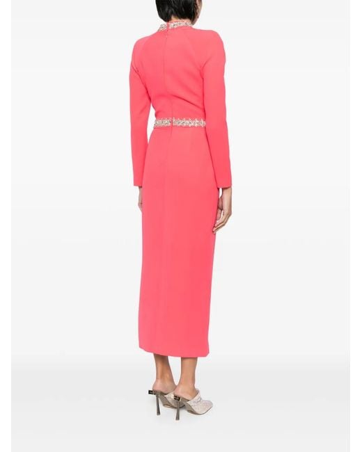 Saiid Kobeisy Pink Crystal-Embellished Midi Dress