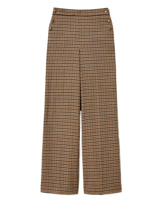 Twinset Natural Checked Button-Fastening Trousers