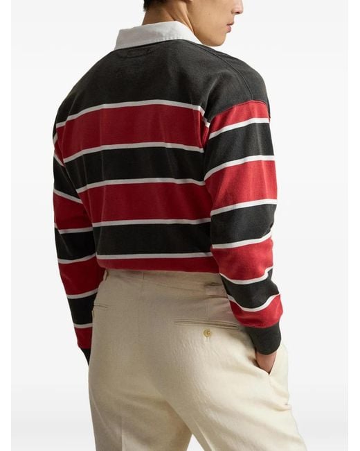Polo Ralph Lauren Red Elephant-Patch Striped Polo Shirt for men