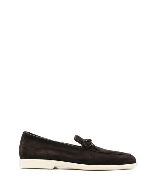 Santoni Black Malibu Bow-Detail Loafers for men