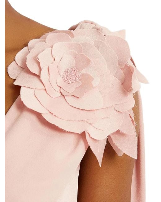 Erdem Pink Floral-Embellished Ruffled Midi Dress