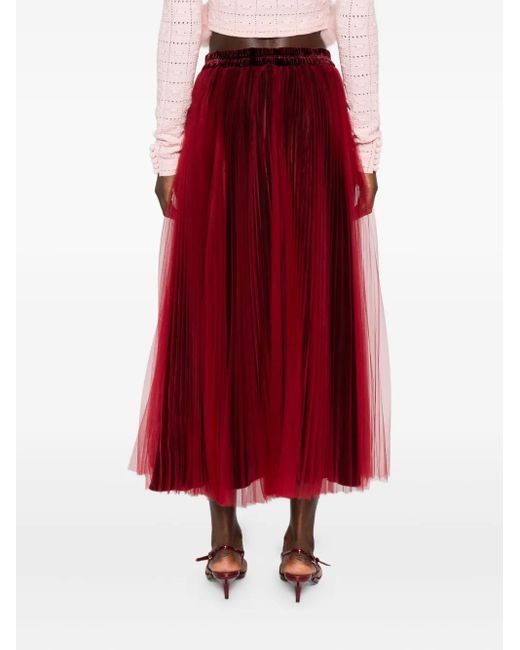 Styland Aライン チュールスカート Red