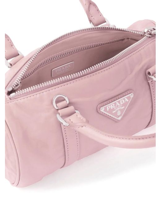 Prada Pink Logo-Plaque Tote Bag