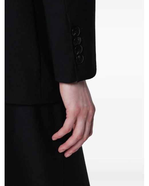 VI TO VI Black Flap-Pocket Double-Breasted Blazer