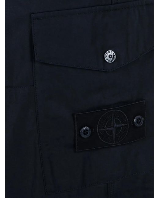 Stone Island Blue Logo-Patch Cargo Pants for men