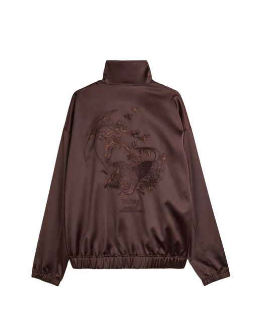 Y-3 Brown Embroidered Satin Jacket