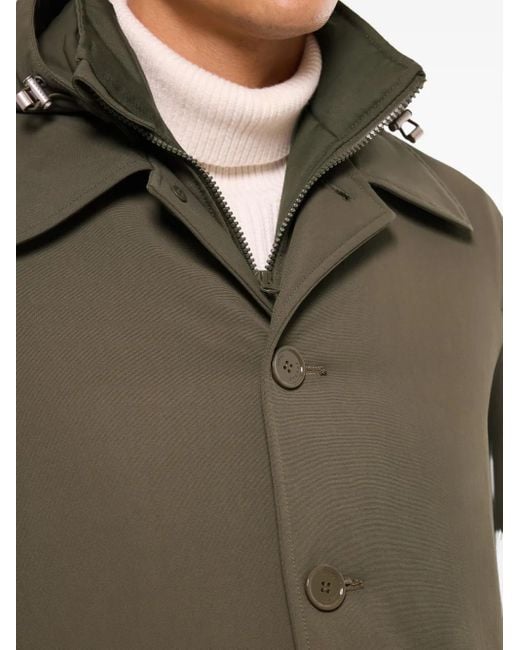 Fursac Green Hooded-Button Coat for men