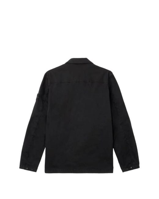 Stone Island Black Zip-Up Cotton Jacket for men