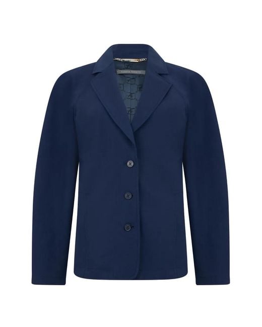 Alberta Ferretti Blue Notched-Collar Button-Up Jacket