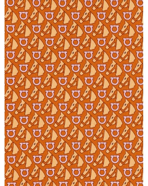 Ferragamo Orange Equestrian-print Silk Tie for men