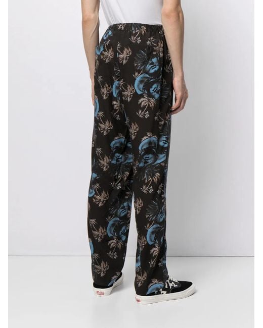 Undercover Black Printed Straight-Leg Trousers for men