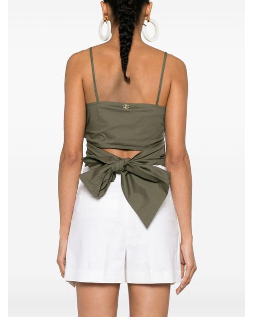 Twin Set Green Self-tie Cropped Top