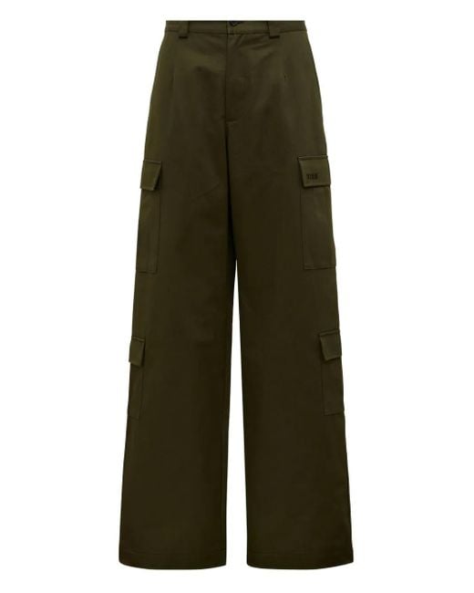MSGM Green Cargo-Pocket Trousers for men