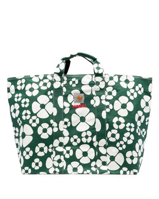 Marni Green X Carhartt Floral-print Tote Bag
