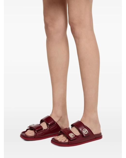Gucci Red Sandale Mit Kristall Double G