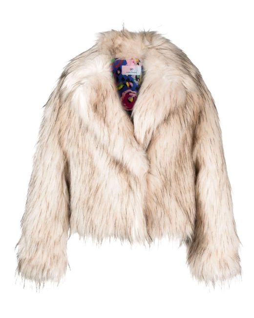Chiara Ferragni Concealed-fastening Faux-fur Jacket in Natural | Lyst Canada