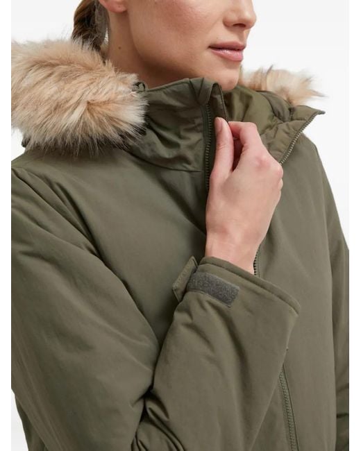 Adidas Green Faux-Fur Trimmed-Hood Jacket