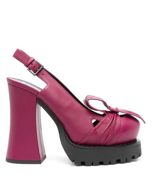 Moschino Pink 130Mm Leather Slingback Pumps