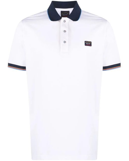 Paul & Shark White Logo-Embroidered Cotton Polo Shirt for men