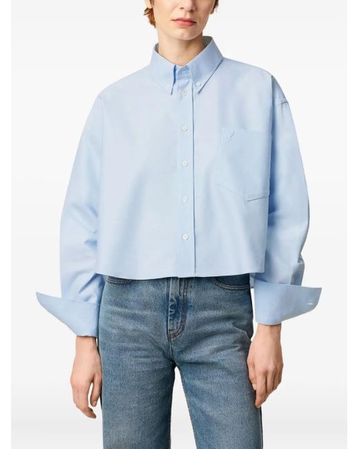 Camicia Oxford Crop di AMI in Blue