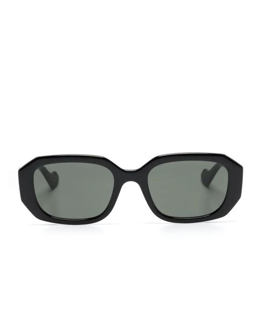 Gucci Gray Double-G Geometric-Frame Sunglasses