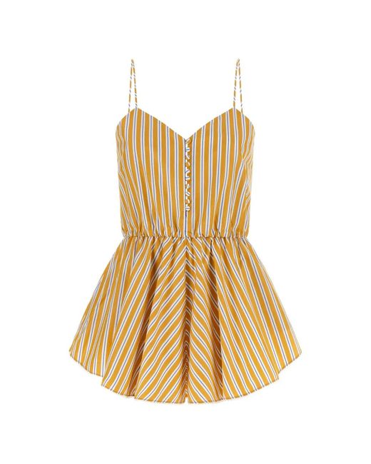 ANDAMANE Metallic Celeste Striped Playsuit