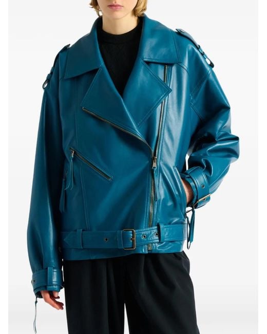 Balmain Leren Jack in het Blue