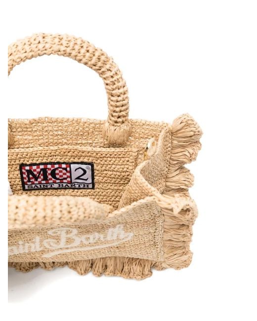 Mc2 Saint Barth Natural Ruffled-Trim Beach Bag
