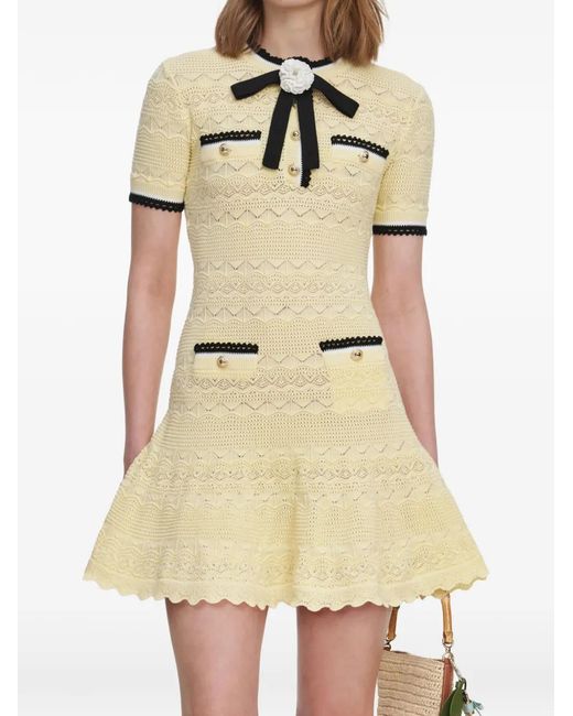 Self-Portrait Natural Knitted Midi Ress