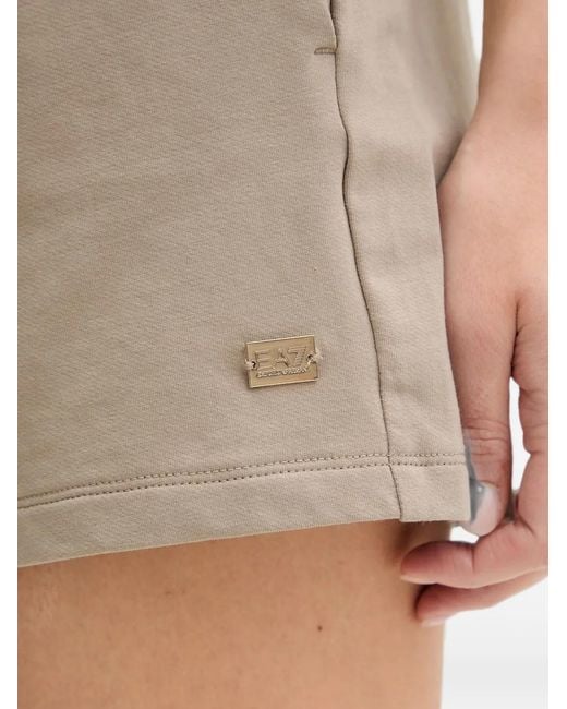 EA7 Natural Drawstring Logo-Plaque Shorts
