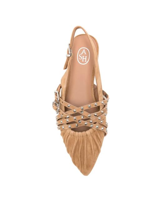 Ash White Studded Ruched Ballet Flats
