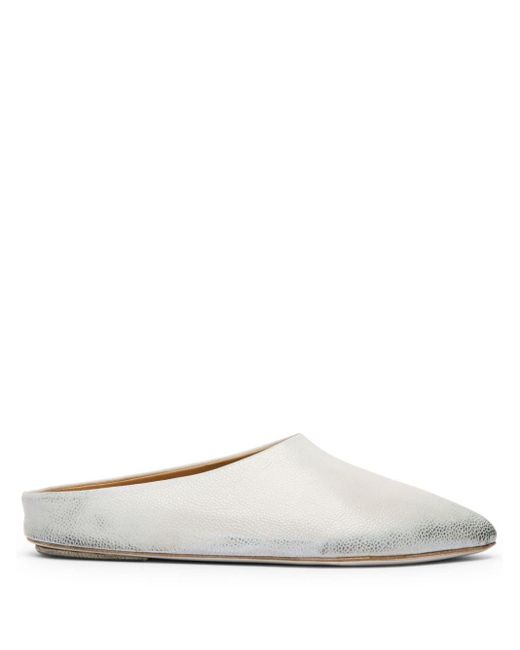 Marsèll White Laminated Leather Mules