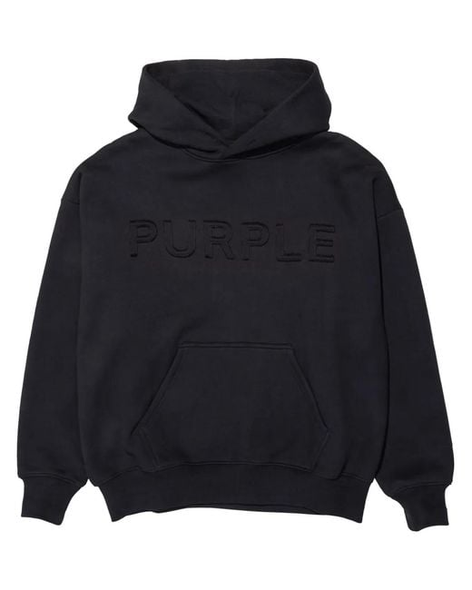 Purple Brand Blue Logo-Embossed Fleece Hoodie for men