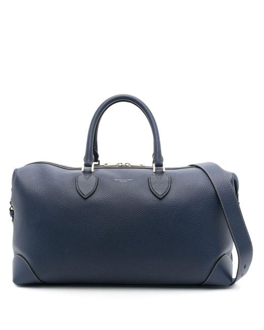 Aspinal Blue The Resort Leather Holdall for men