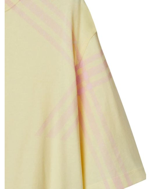 Burberry Yellow Check Print Cotton T-Shirt for men