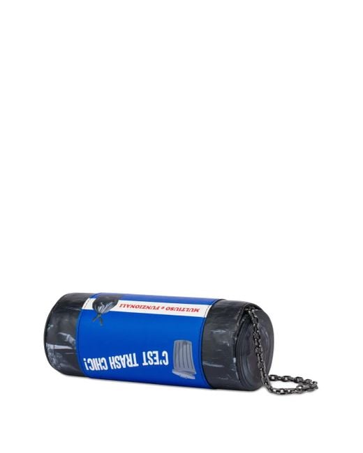 Moschino Blue Cylinder Clutch Bag