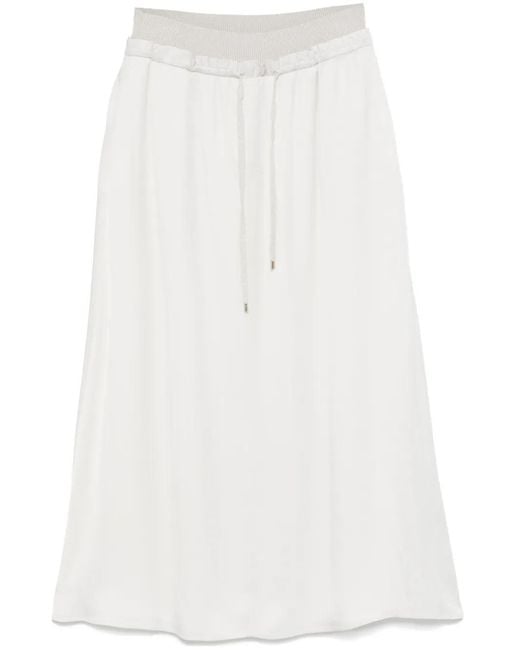 Lorena Antoniazzi White Drawstring Midi Skirt