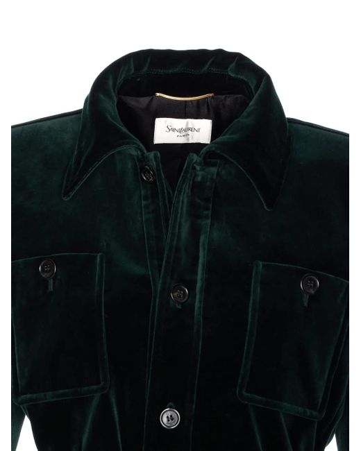 Saint Laurent Green Sahariana Velvet Blazer