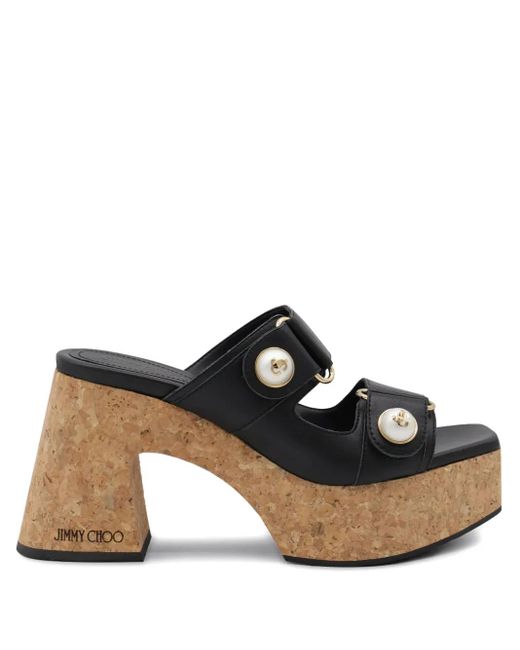 Jimmy Choo Black 95Mm Fayence Embellished Heeled Sandals