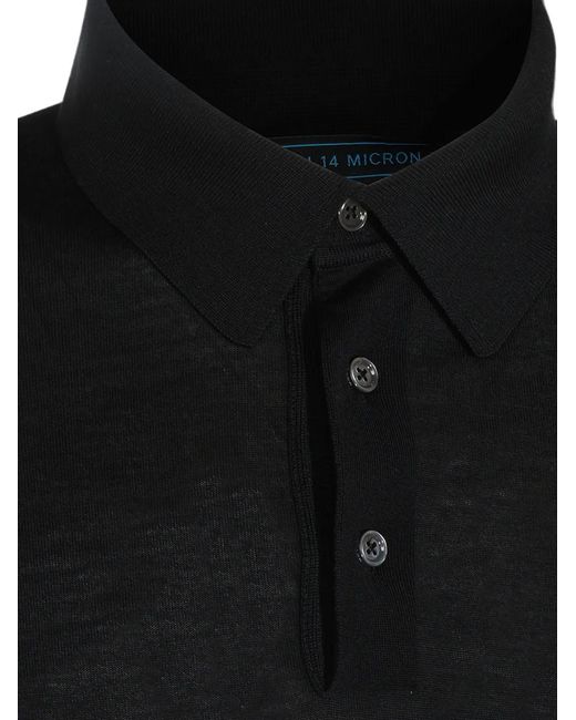Kiton Black Long-Sleeve Button-Down Polo Shirt for men