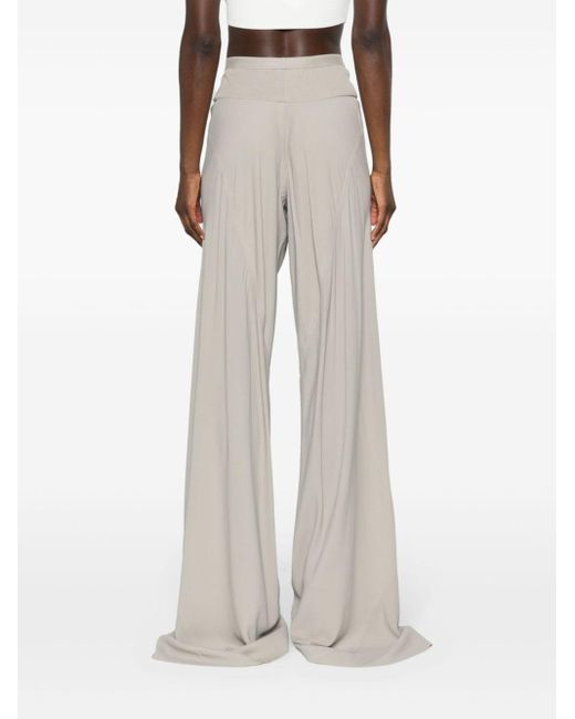 Rick Owens Gray Ribbed-waistband Wide-leg Trousers