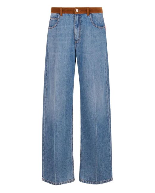 メンズ Marni X Slawn & Soldier ベルベットトリム ジーンズ Blue