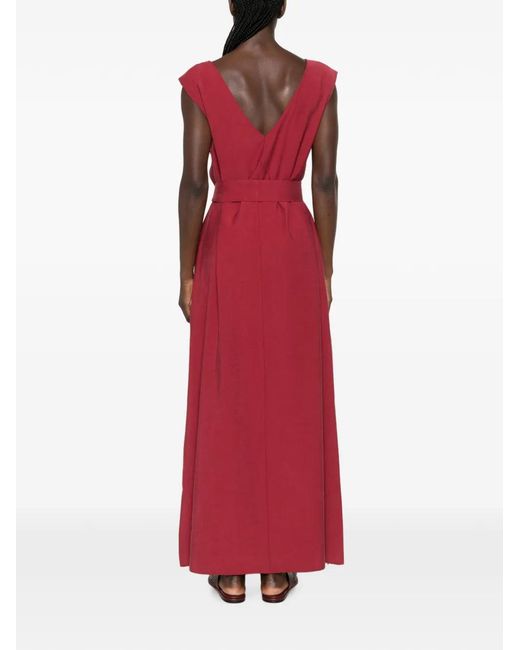 MOUTAKI Red Belted Maxi Dress