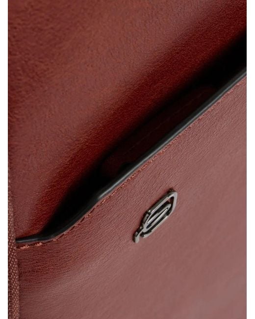 Piquadro Red Logo-Plaque Leather Backpack for men
