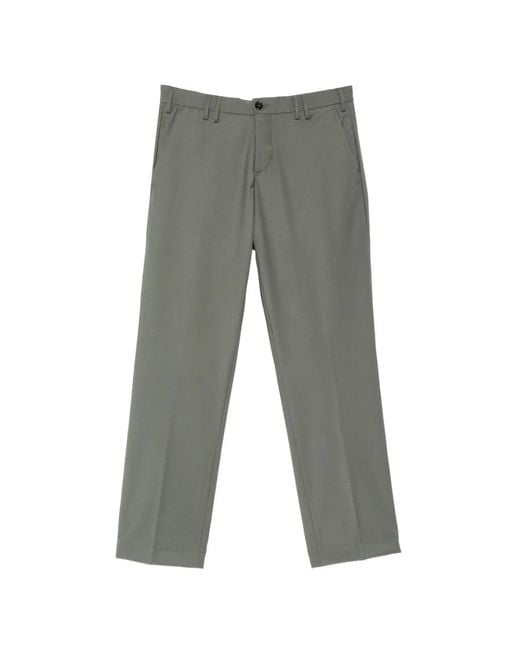 Les Hommes Gray Pressed-Crease Tailored Trousers for men