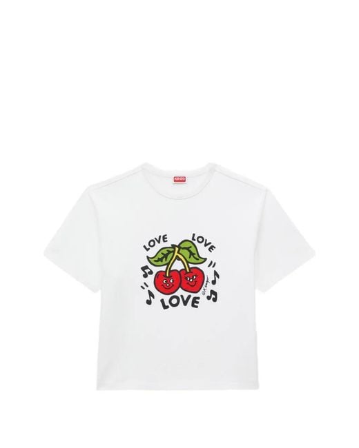 KENZO White Organic Cotton Oversized Embroidered T-Shirt