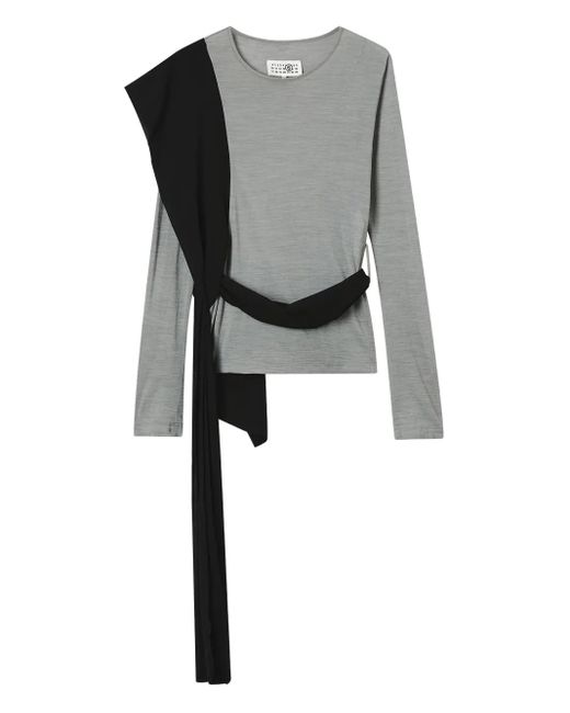 Top A Maniche Lunghe di MM6 by Maison Martin Margiela in Black