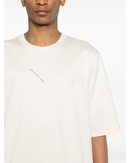 メンズ Fendi ロゴ Tシャツ White