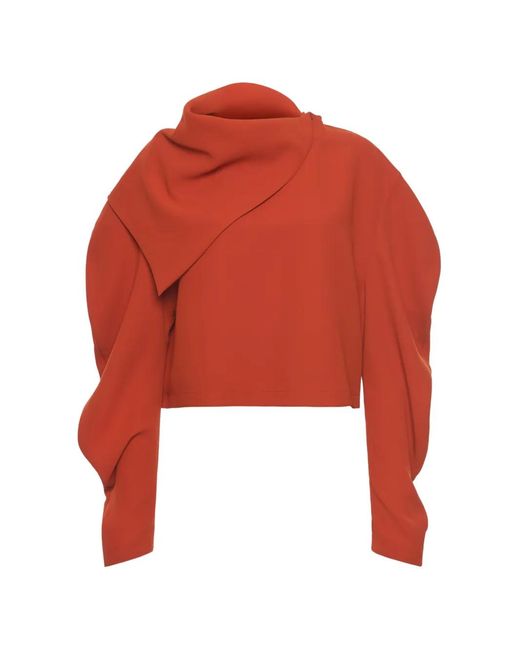 A.W.A.K.E. MODE Red Draped Blouse
